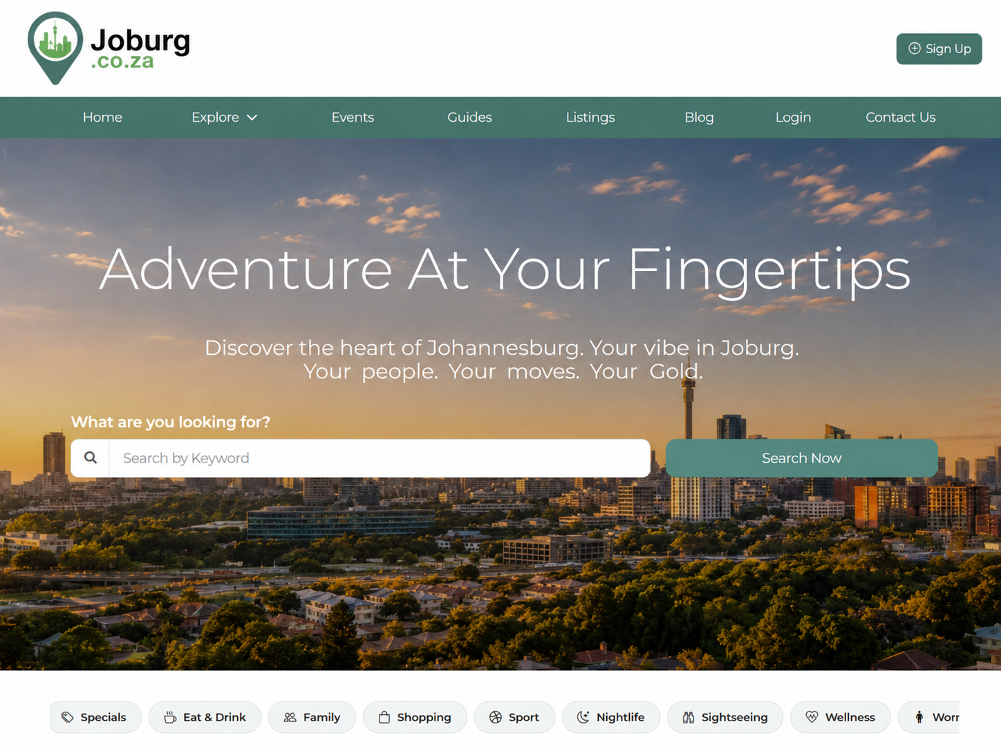 Joburg.co.za website homepage